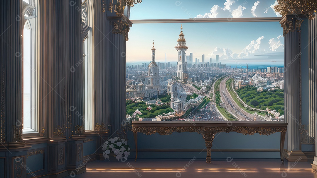 Linda imagem realista de interior de uma igreja.