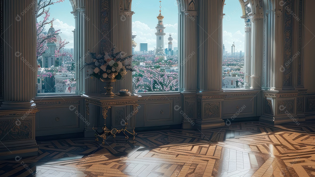 Linda imagem realista de interior de uma igreja.