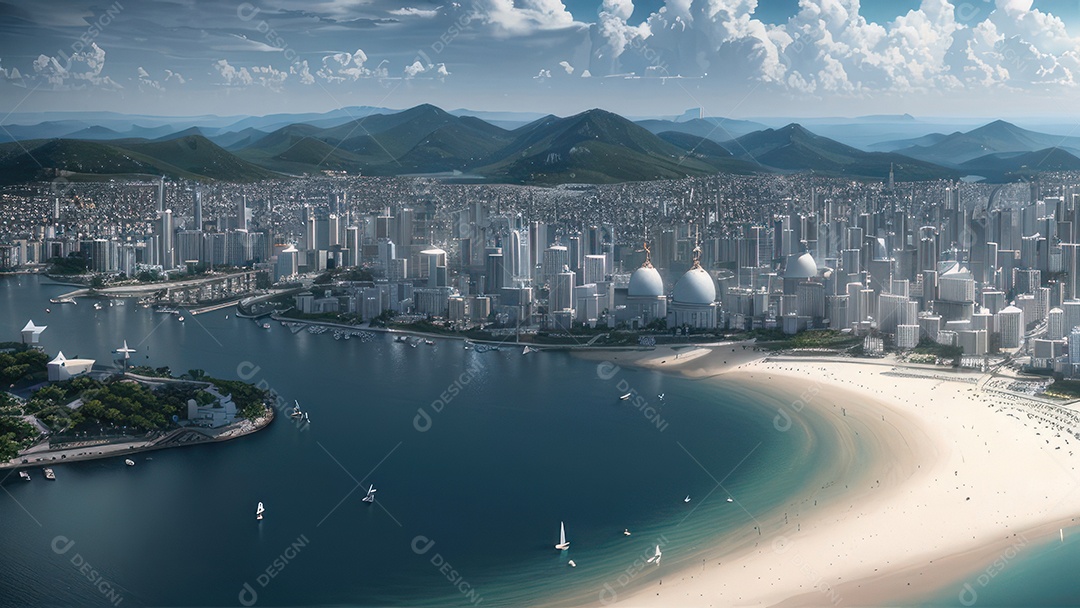 Linda imagem realista vista aérea de uma cidade.