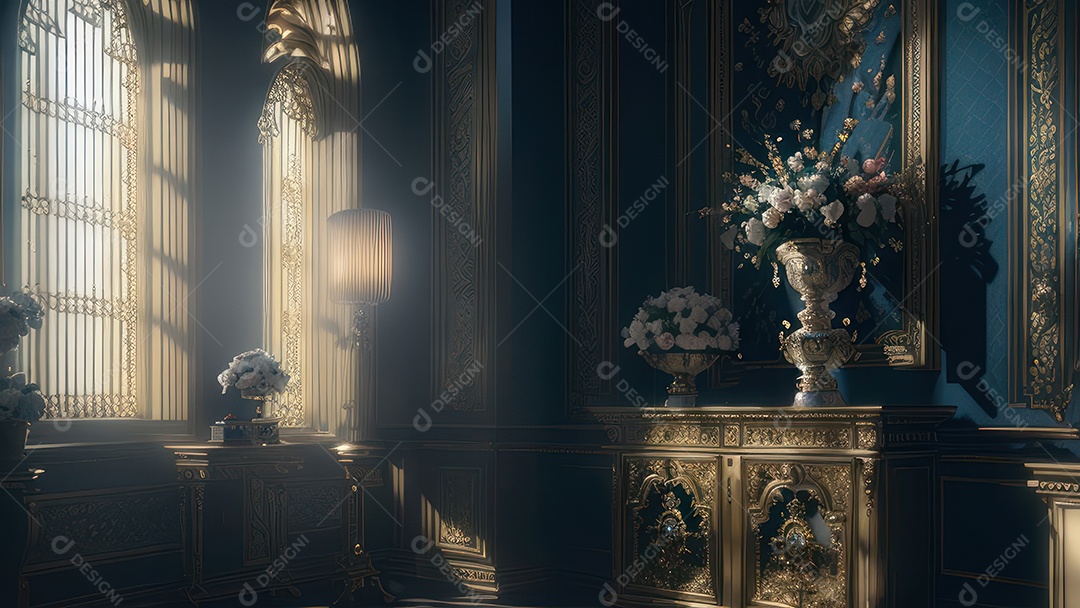 Linda imagem realista de interior de uma igreja.