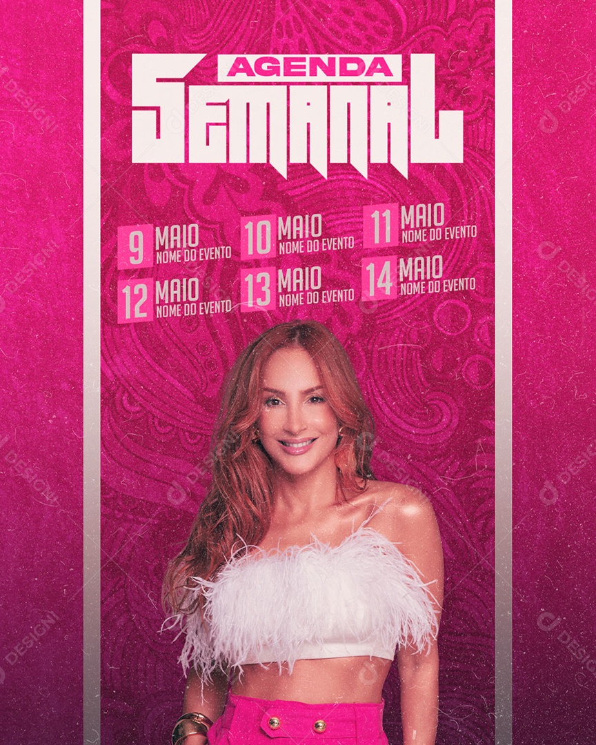 Social Media Flyer Feed Agenda Semanal Claudia Leite PSD Editável
