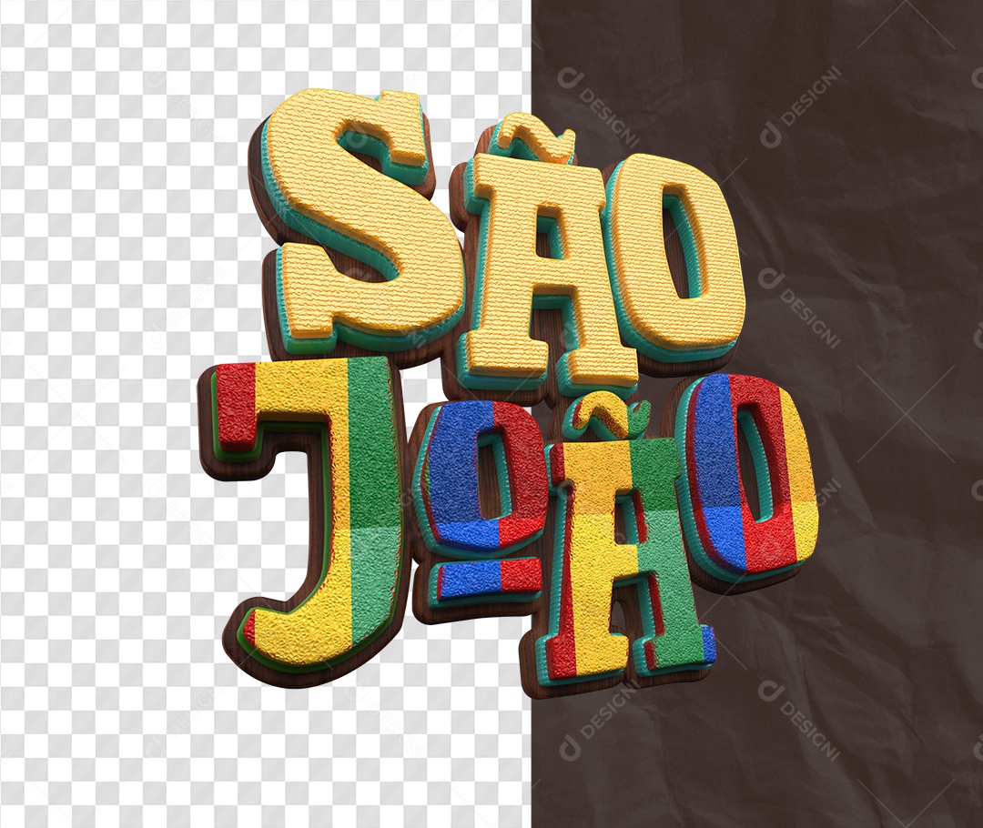Texto 3D São João Colorido PSD