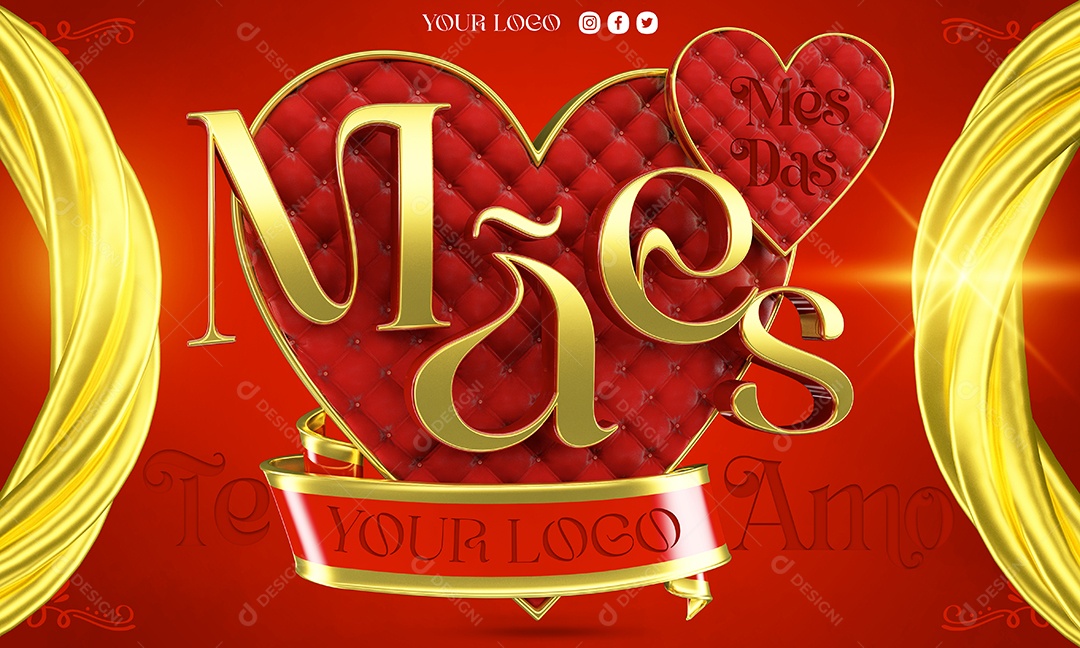 Selo 3D Para Composição Mês Das Mães PSD