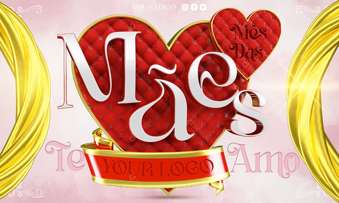 Selo 3D Para Composição Mês Das Mães PSD