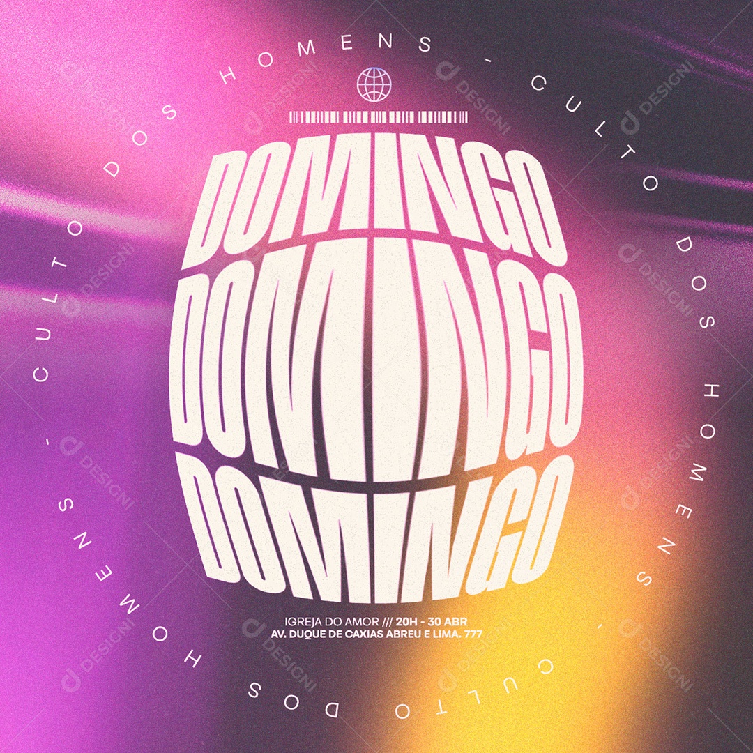 Domingo Culto Dos Homens Gospel Social Media PSD Editável