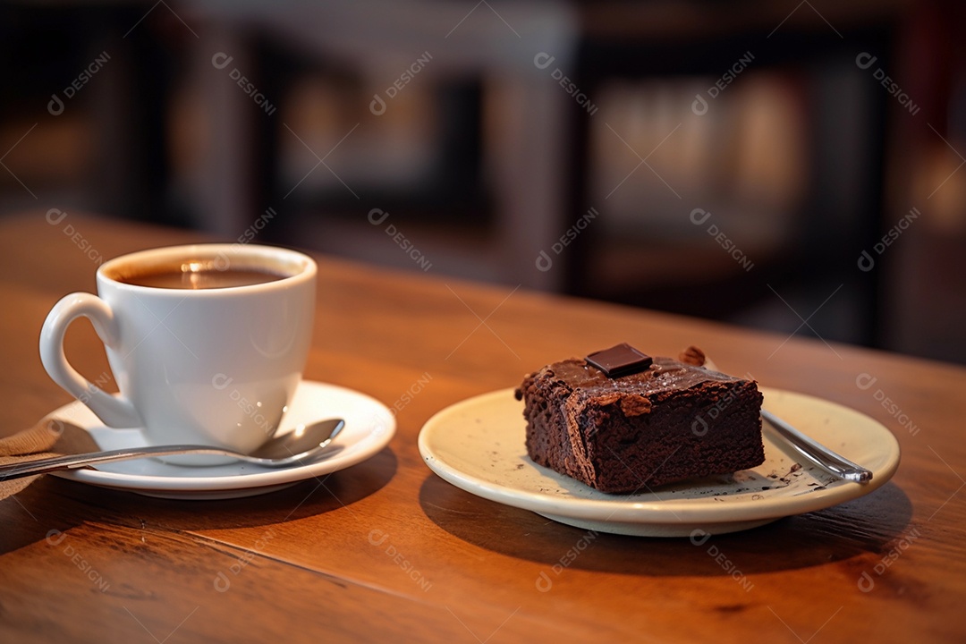 Pedaços quadrados de brownie cortam fatias sobre a mesa de madeira com mistura de nozes.