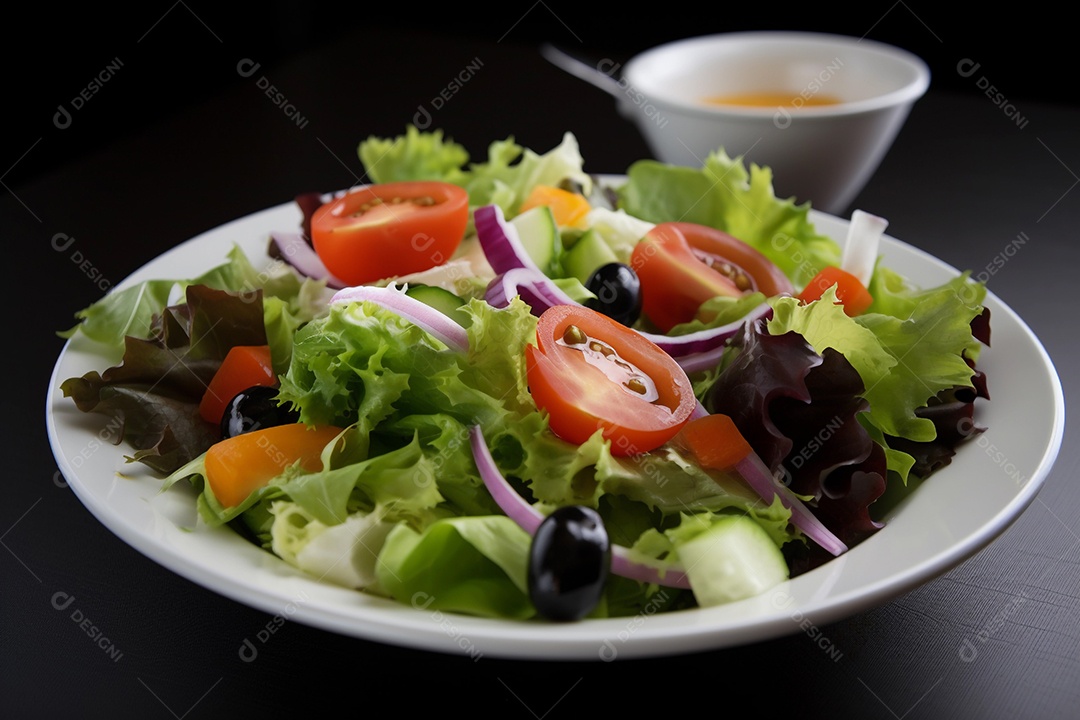 prato com salada, conceito de alimentação equilibrada e saudável. refeição nutritiva para perder peso.