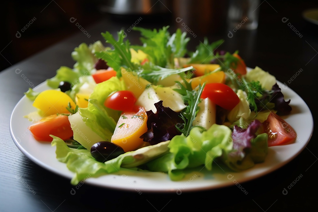 Prato com salada, conceito de alimentação equilibrada e saudável. refeição nutritiva para perder peso.