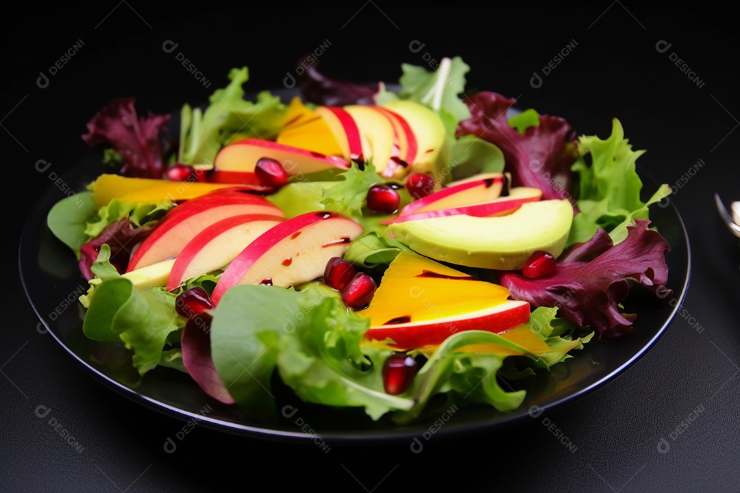prato com salada, conceito de alimentação equilibrada e saudável. refeição nutritiva para perder peso.