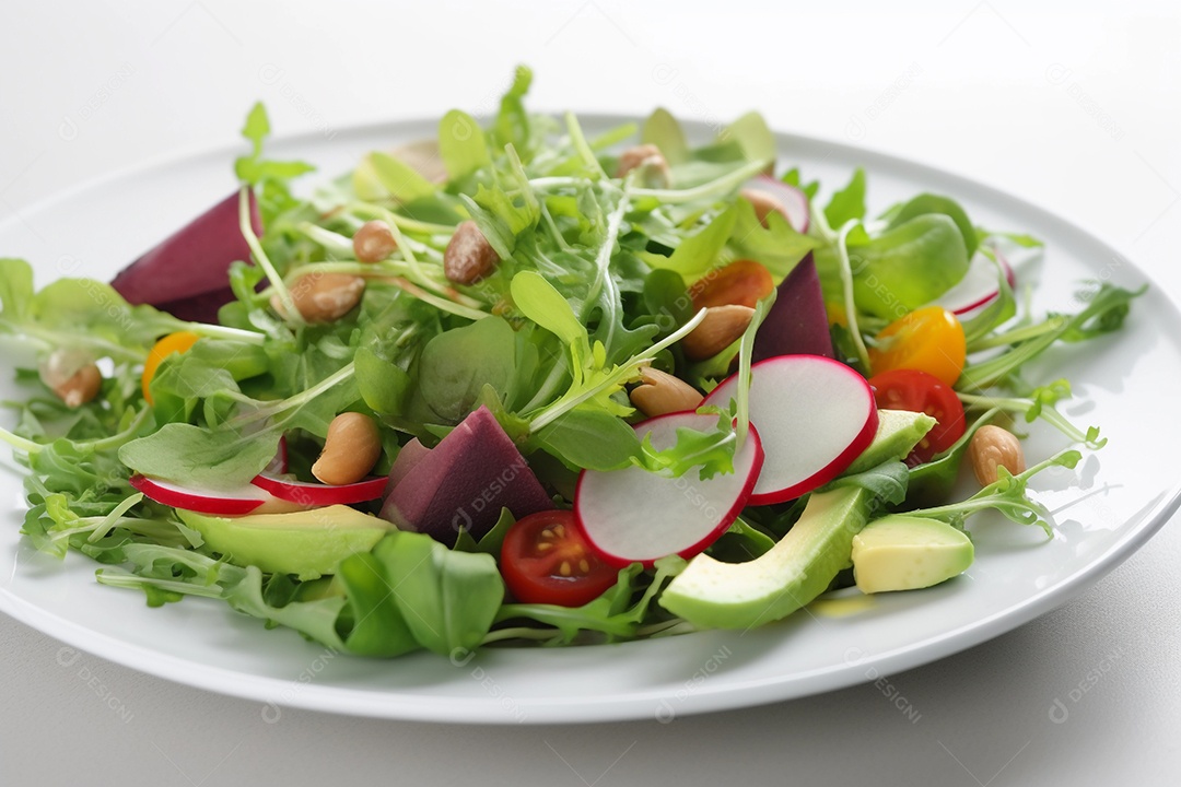 prato com salada, conceito de alimentação equilibrada e saudável. refeição nutritiva para perder peso.