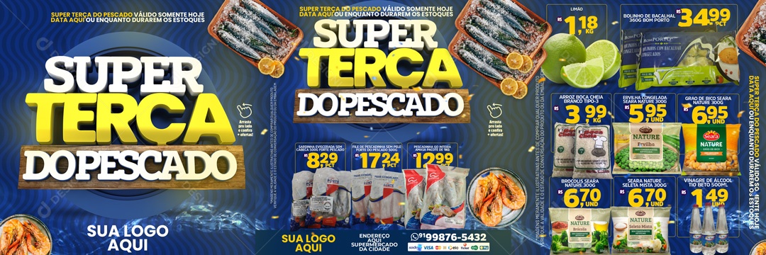 Social Media Carrossel Super terça Do Pescado Produtos Para Composição PSD