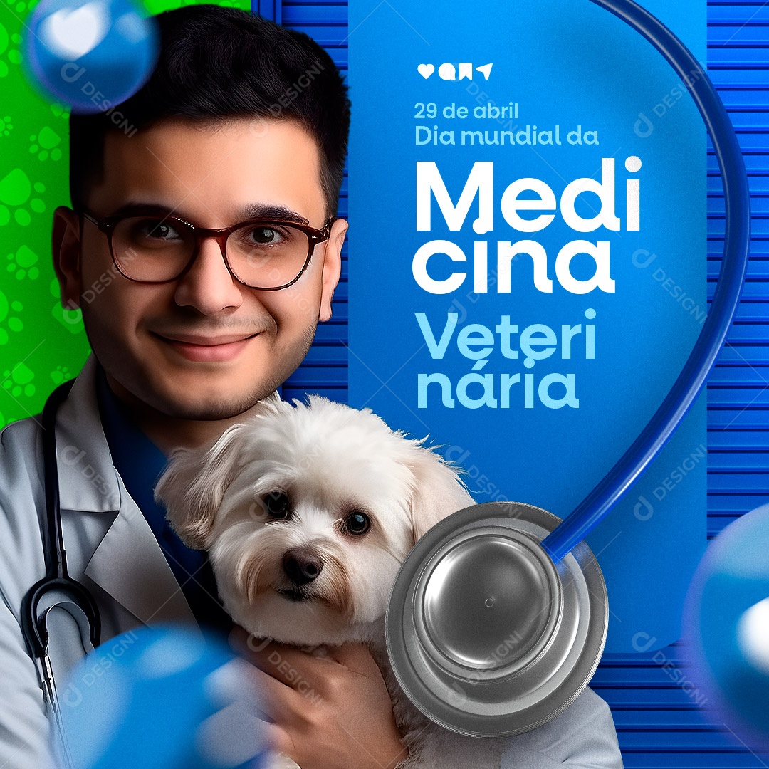 Dia Mundial da Medicina Veterinária 29 de Abril Social Media PSD Editável