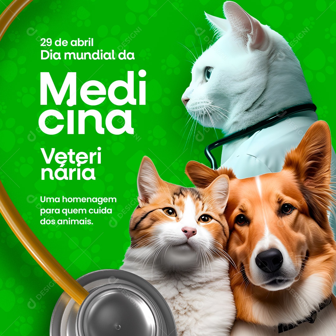 Dia Mundial da Medicina Veterinária 29 de Abril Social Media PSD Editável