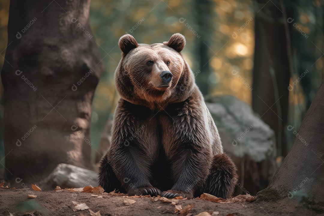 Urso olhando para a câmera fundo bonito gerado por IA