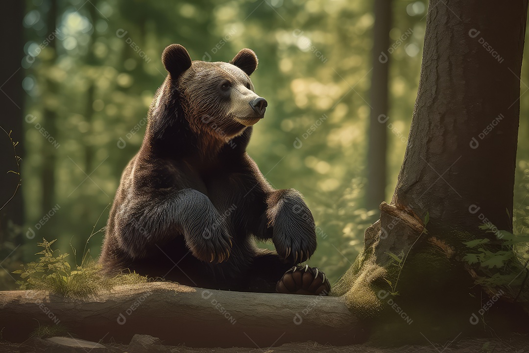 Urso olhando para a câmera fundo bonito gerado por IA