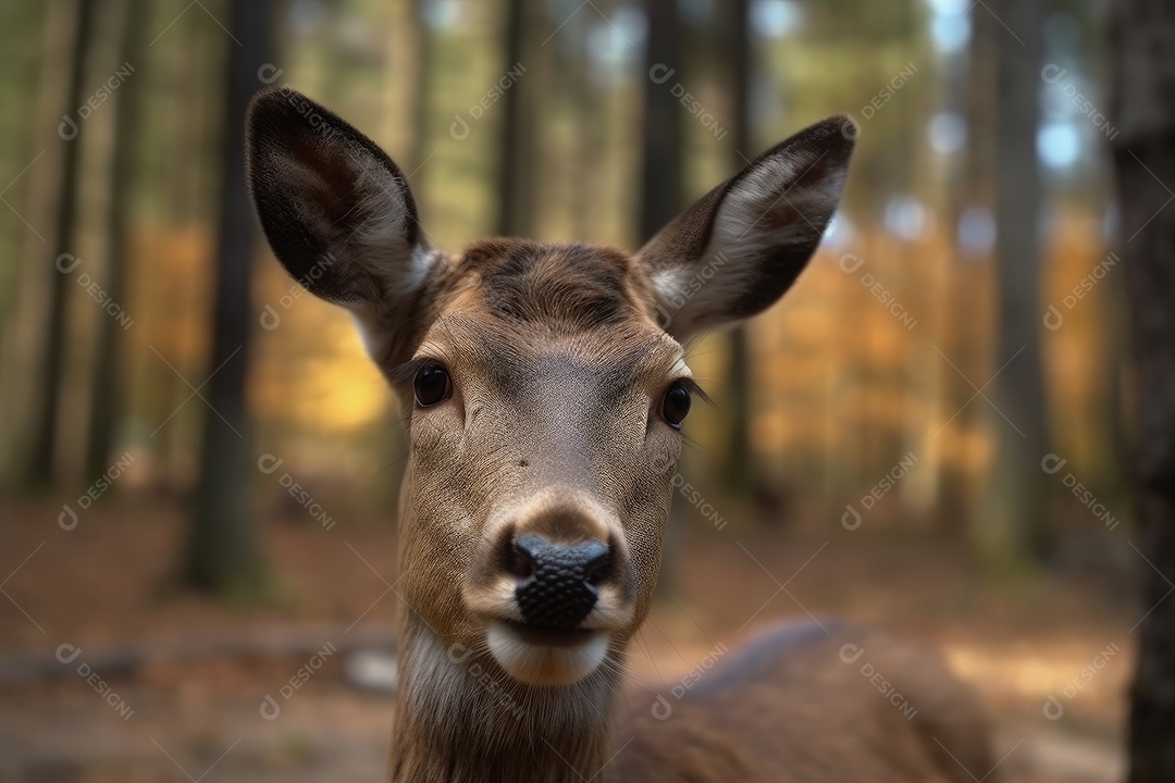Veado olhando para a câmera gerado por IA
