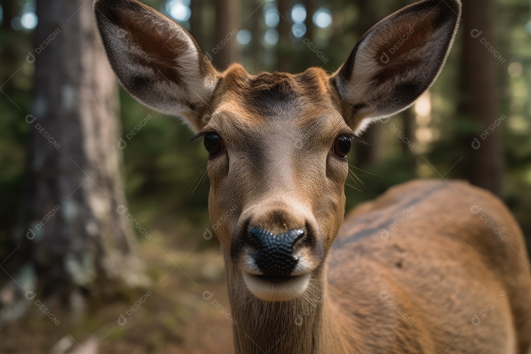 Veado olhando para a câmera gerado por IA