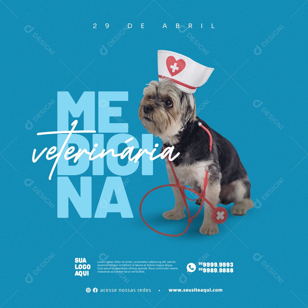 Dia Mundial da Medicina Veterinária 29 de Abril Social Media PSD Editável