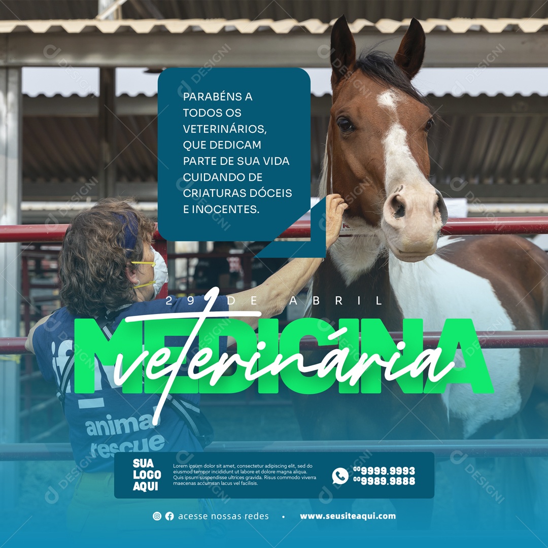 Dia Mundial da Medicina Veterinária 29 de Abril Social Media PSD Editável