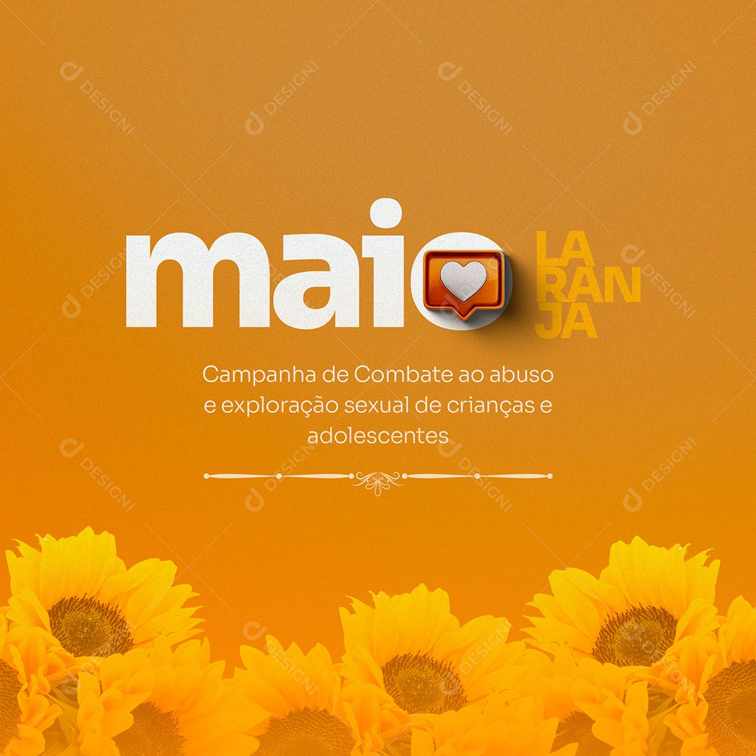 Maio Laranja Mês de Combate Ao Abuso e Exploração Sexual de Crianças e Adolescentes Social Media PSD Editável