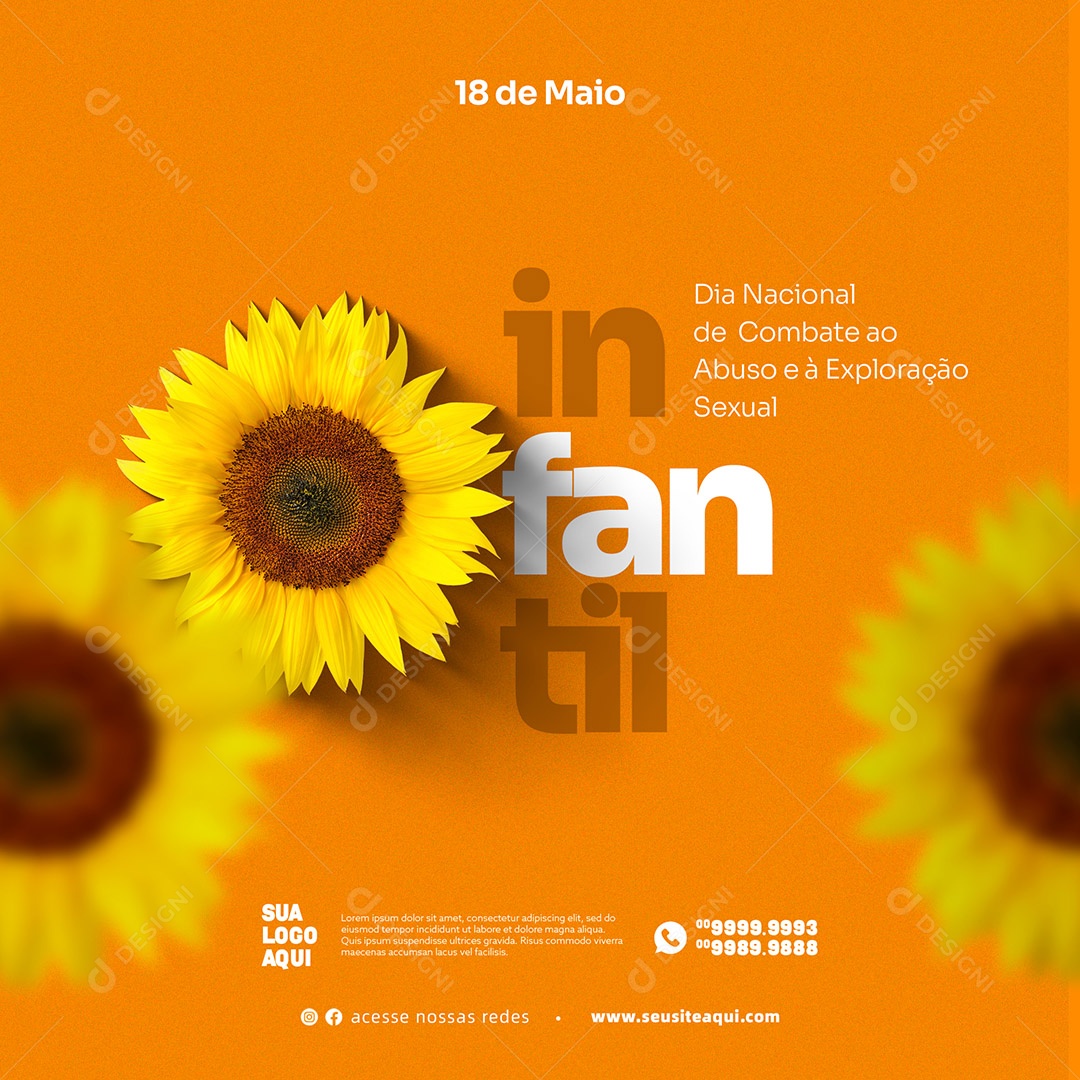 Dia Nacional de Combate Ao Abuso e Exploração Sexual de Crianças e Adolescentes Social Media PSD Editável