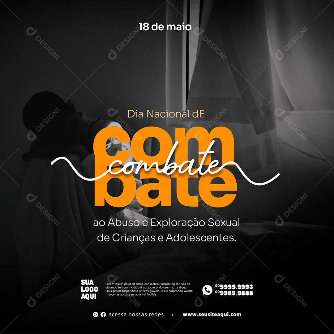 Dia Nacional de Combate Ao Abuso e Exploração Sexual de Crianças e Adolescentes Social Media PSD Editável