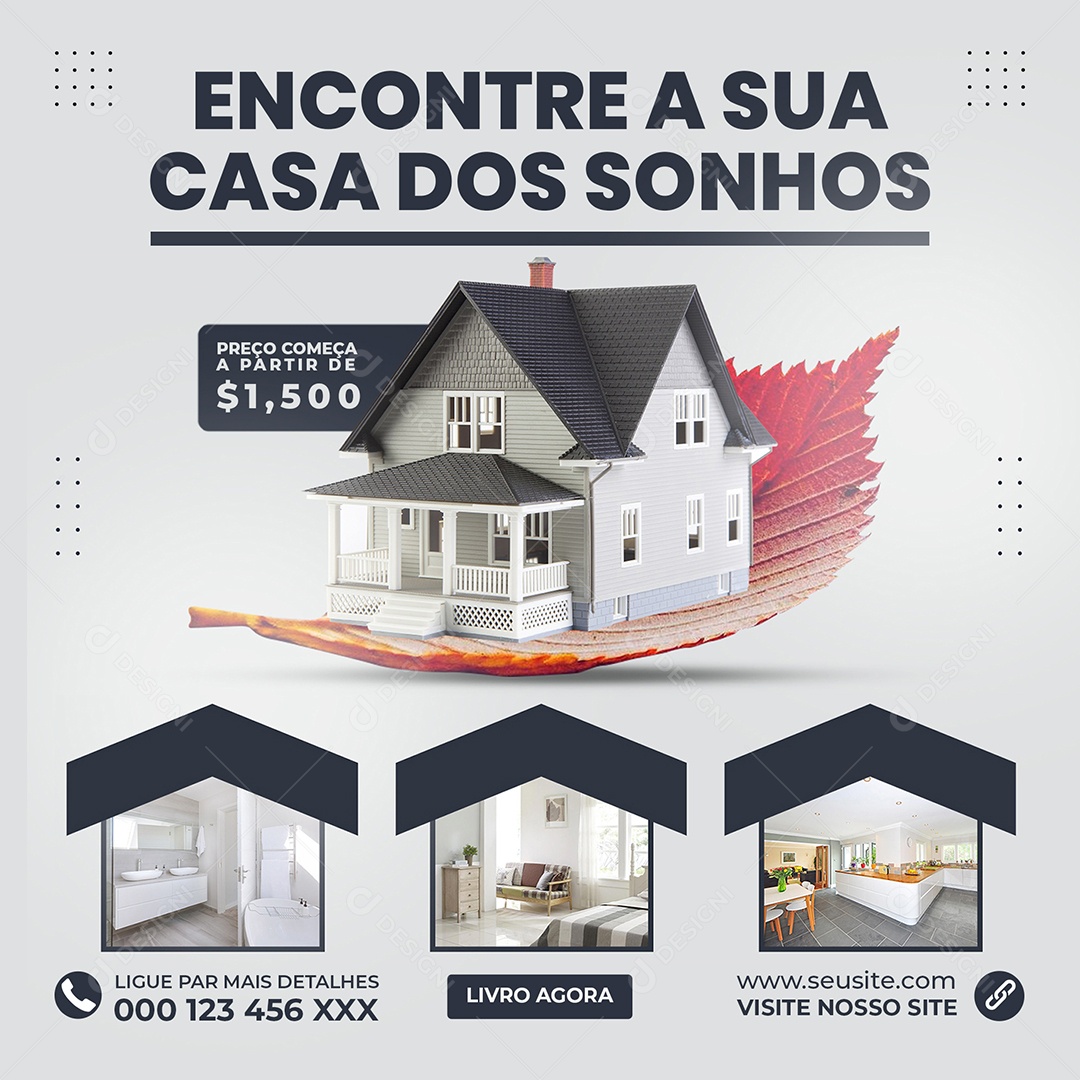 Encontre a Sua Casa Dos Sonhos Social Media PSD Editável