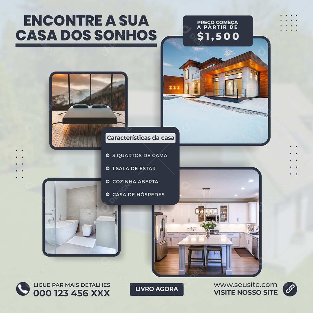 Encontre a Sua Casa Dos Sonhos Social Media PSD Editável