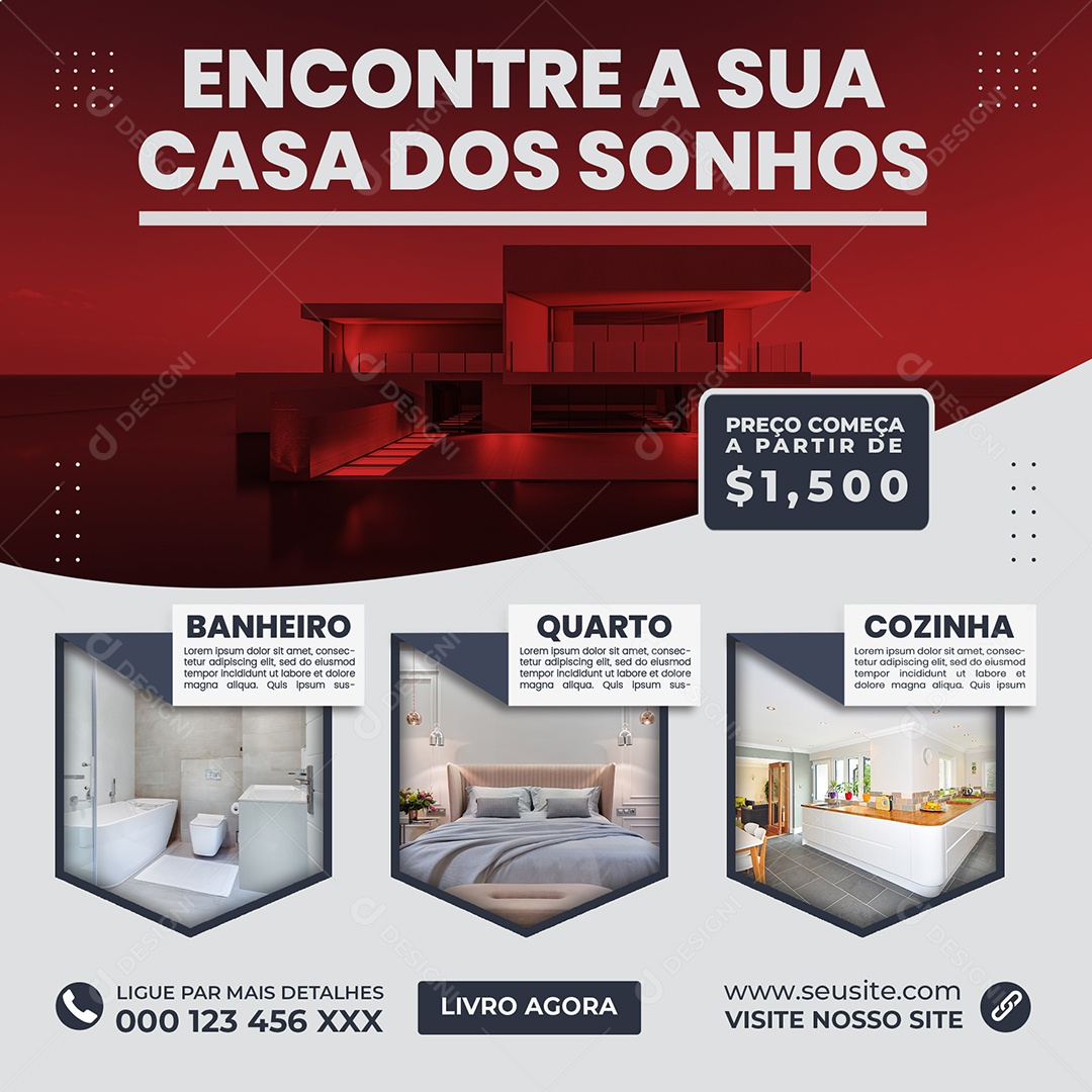 Encontre a Sua Casa Dos Sonhos Social Media PSD Editável