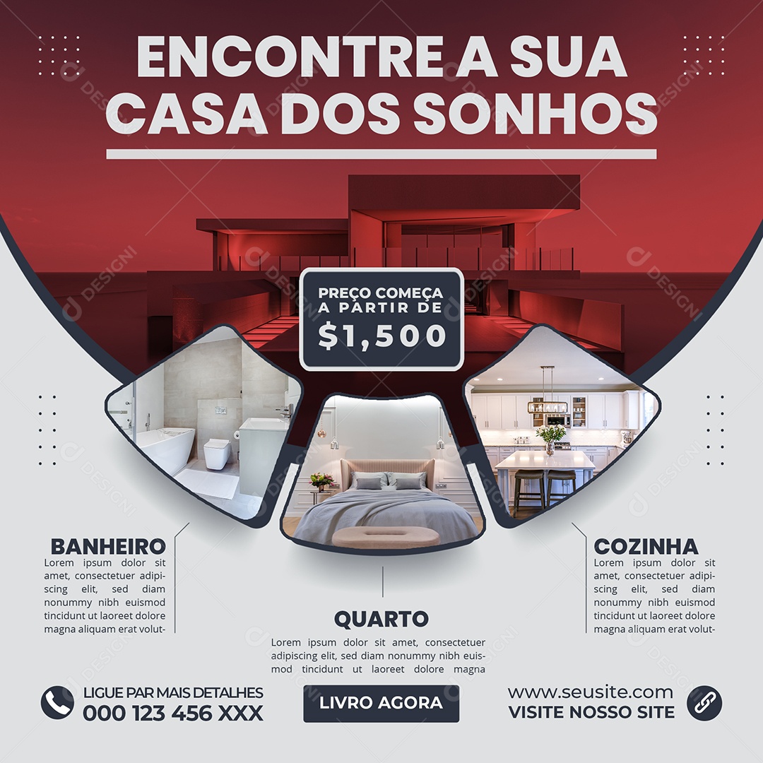 Encontre a Sua Casa Dos Sonhos Social Media PSD Editável