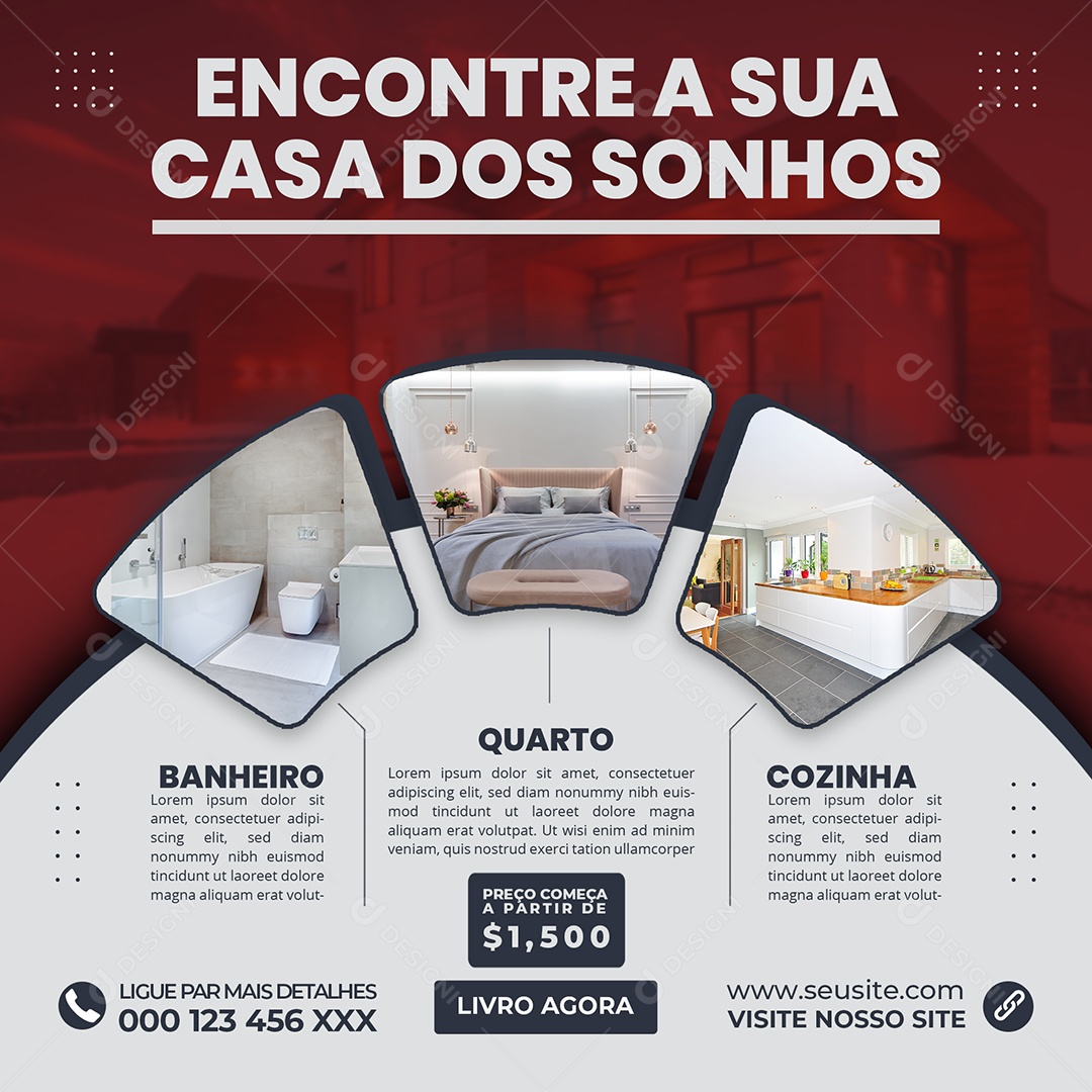 Encontre a Sua Casa Dos Sonhos Social Media PSD Editável