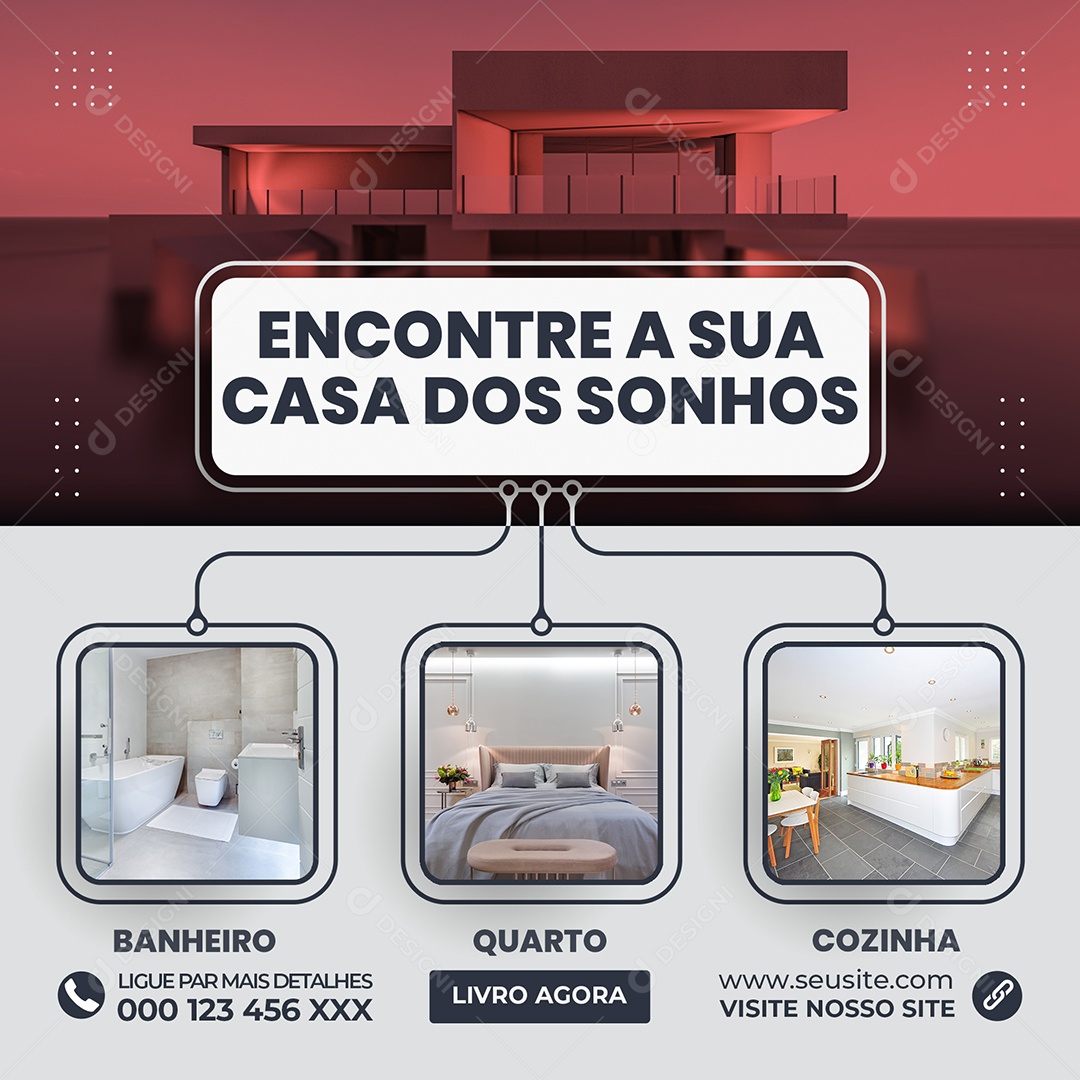 Encontre a Sua Casa Dos Sonhos Social Media PSD Editável