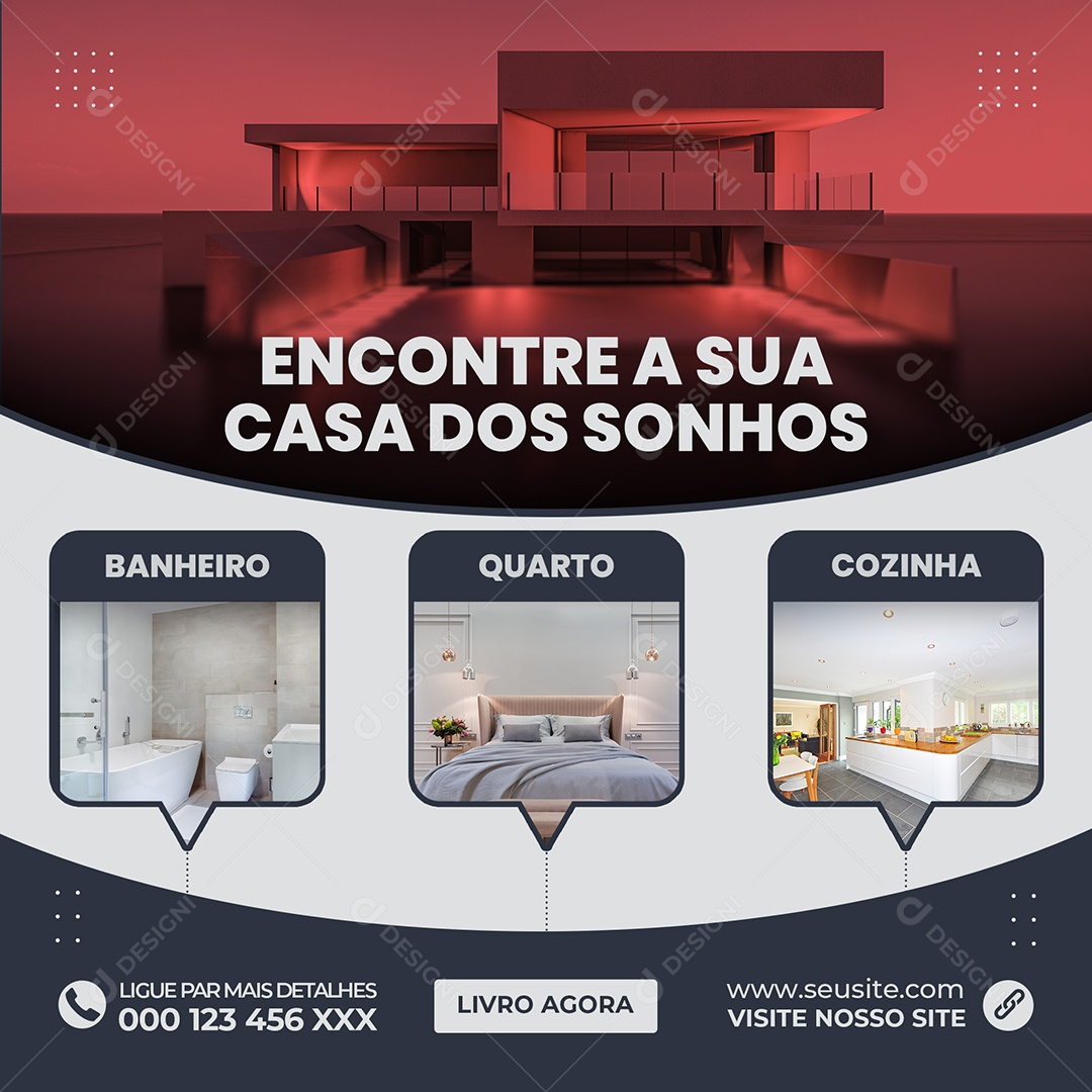 Encontre a Sua Casa Dos Sonhos Social Media PSD Editável