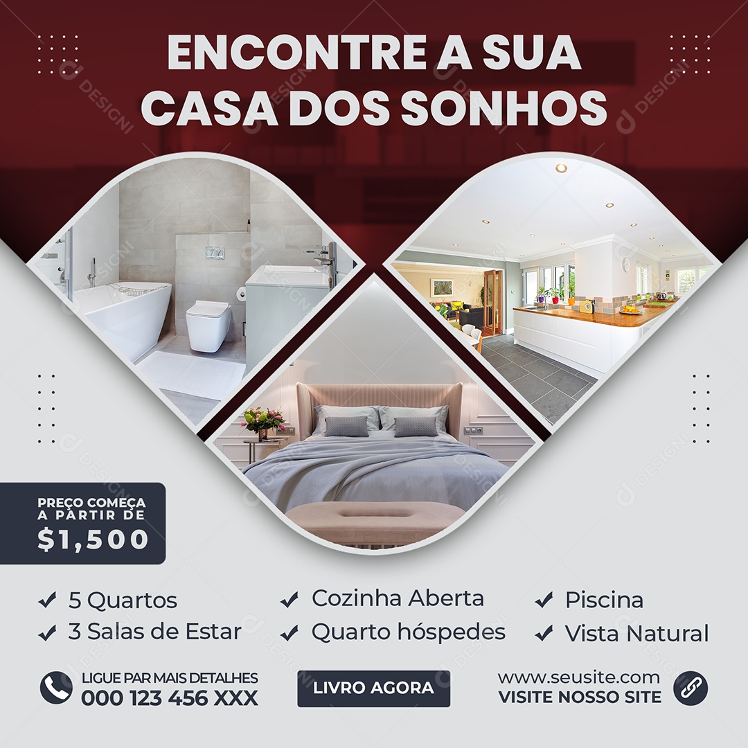 Encontre a Sua Casa Dos Sonhos Social Media PSD Editável