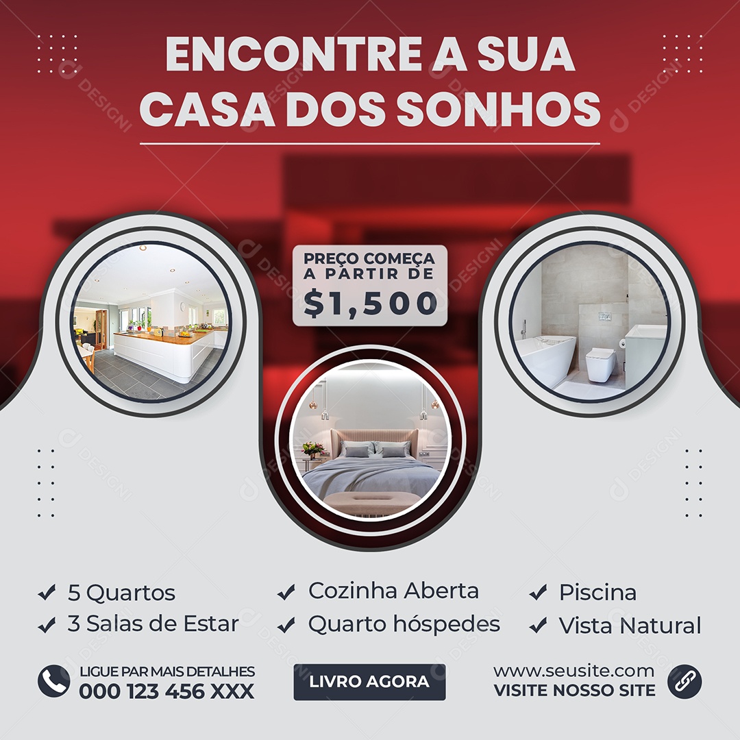 Encontre a Sua Casa Dos Sonhos Social Media PSD Editável