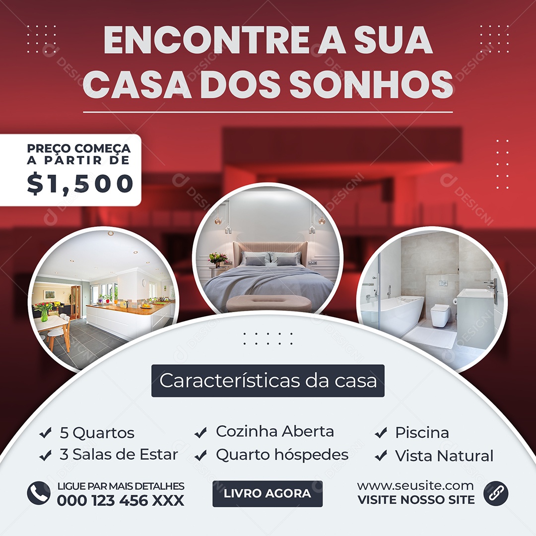 Encontre a Sua Casa Dos Sonhos Social Media PSD Editável
