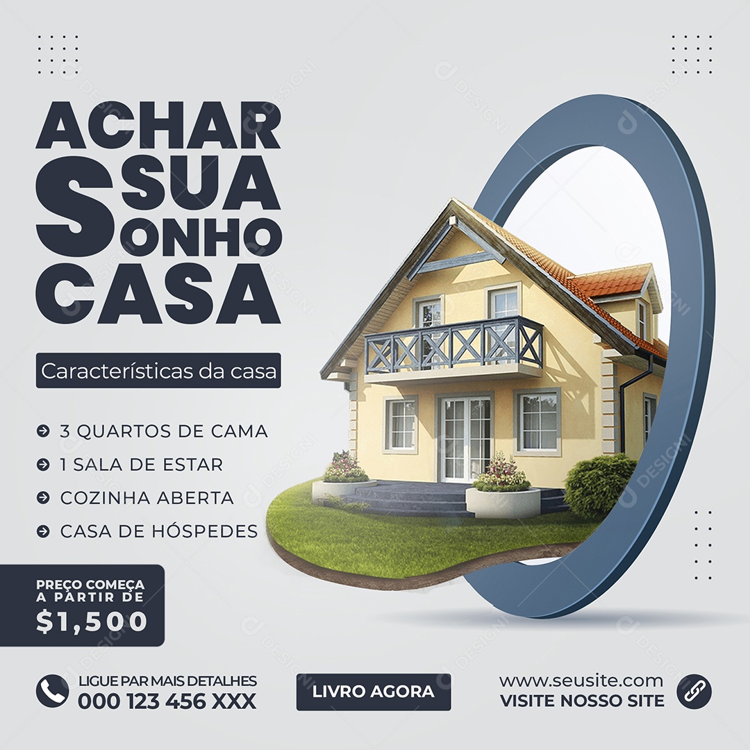 Encontre a Sua Casa Dos Sonhos Social Media PSD Editável