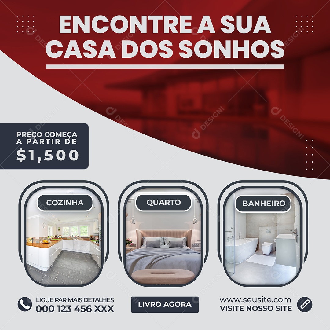 Encontre a Sua Casa Dos Sonhos Social Media PSD Editável