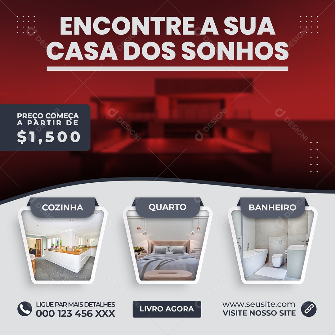 Encontre a Sua Casa Dos Sonhos Social Media PSD Editável