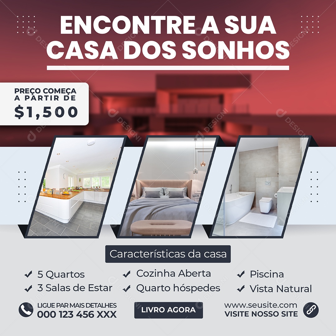 Encontre a Sua Casa Dos Sonhos Social Media PSD Editável