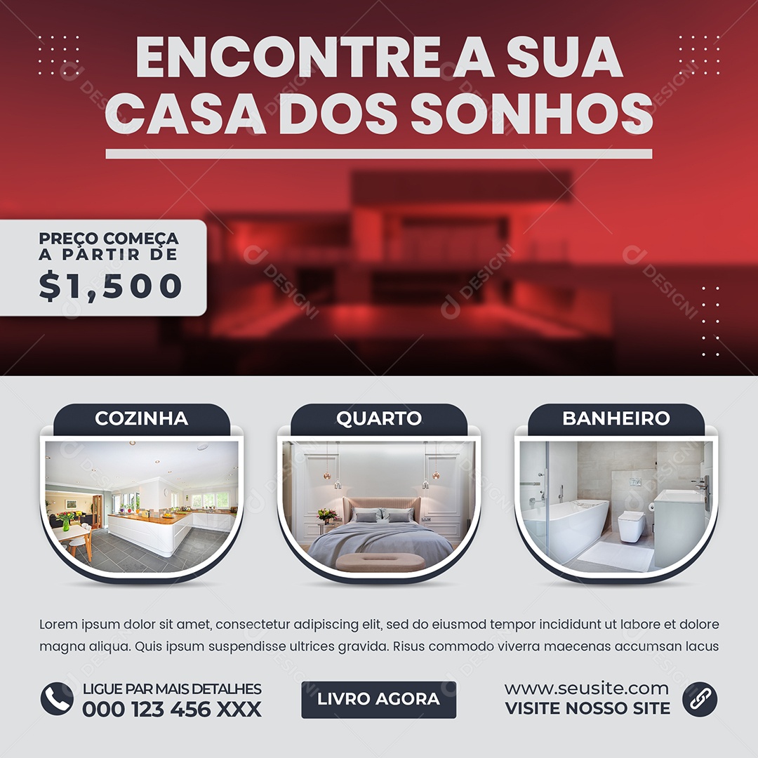 Encontre a Sua Casa Dos Sonhos Social Media PSD Editável