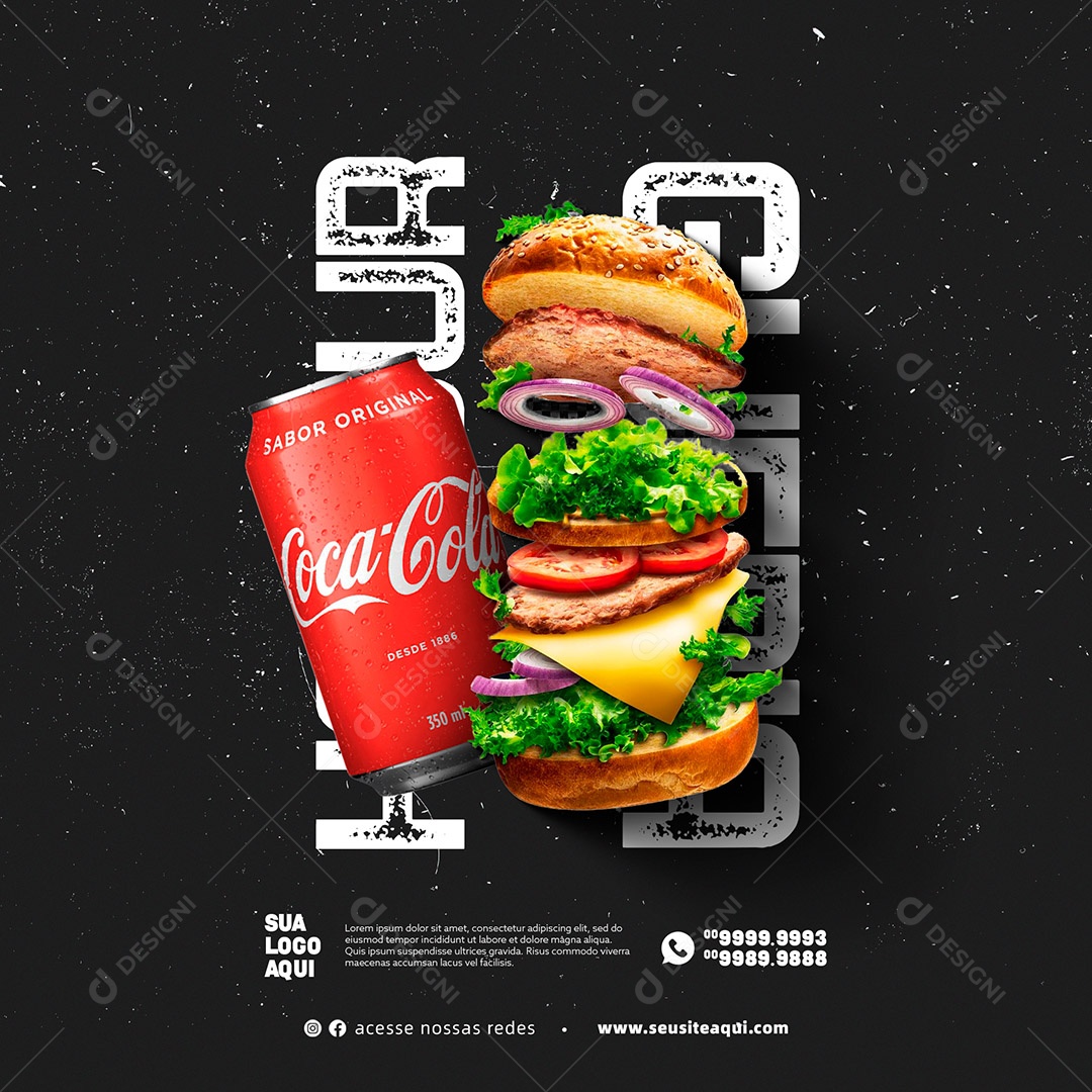 Hambúrguer Hamburgueria Social Media PSD Editável