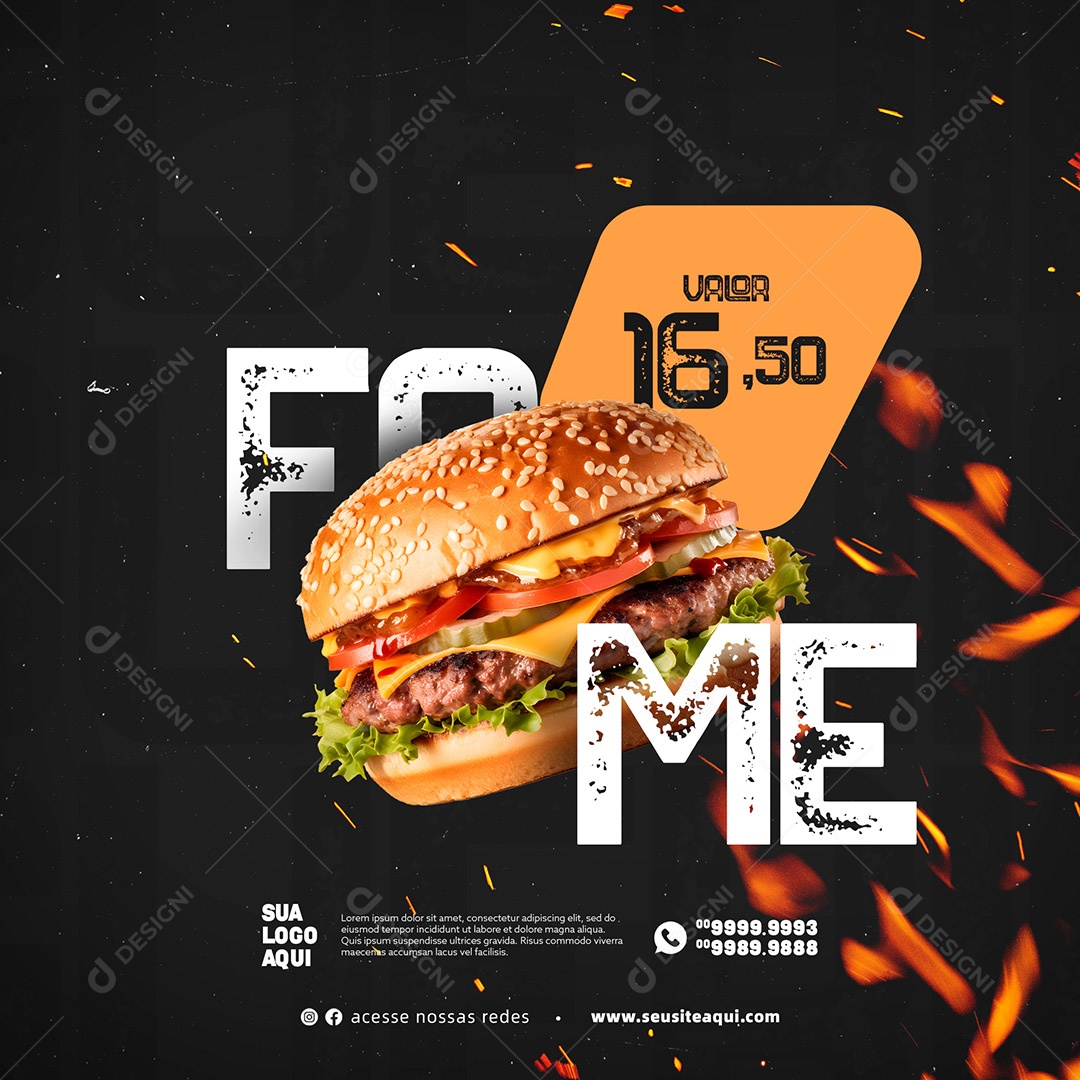 Hambúrguer Hamburgueria Social Media PSD Editável