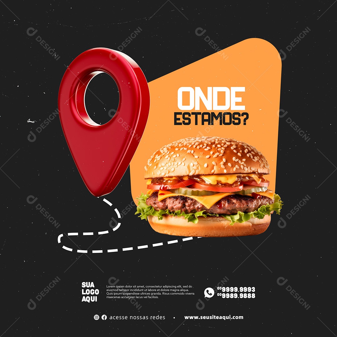 Onde Estamos Hamburgueria Social Media PSD Editável