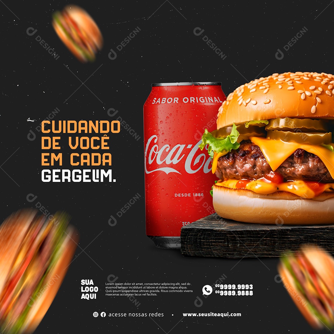 Hambúrguer Hamburgueria Social Media PSD Editável