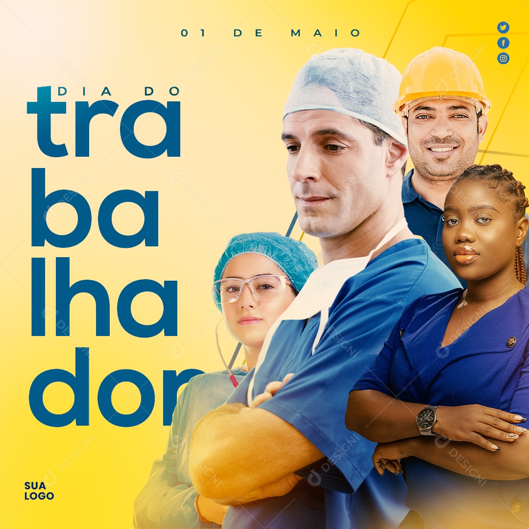 Dia do Trabalhador 1 de Maio Social Media PSD Editável