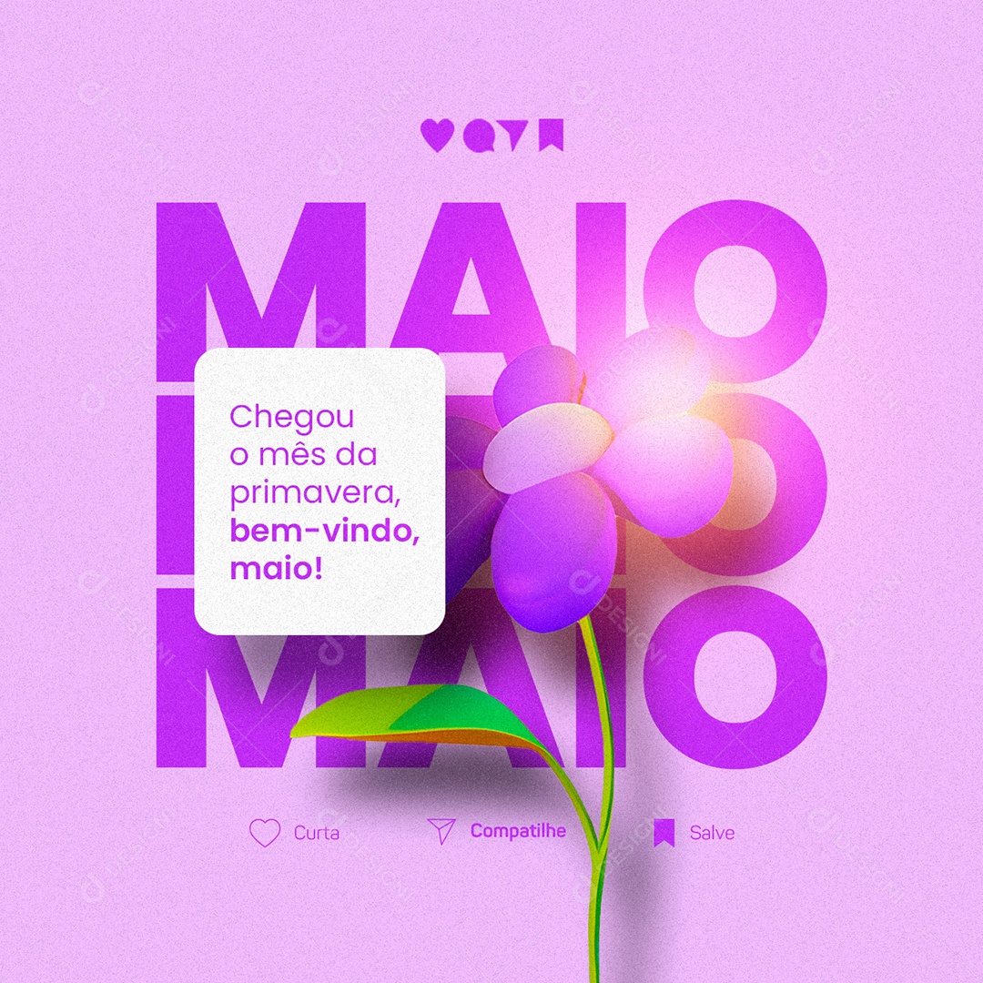 Chegou O Mês Da Primavera Bem-Vindo Maio Social Media PSD Editável