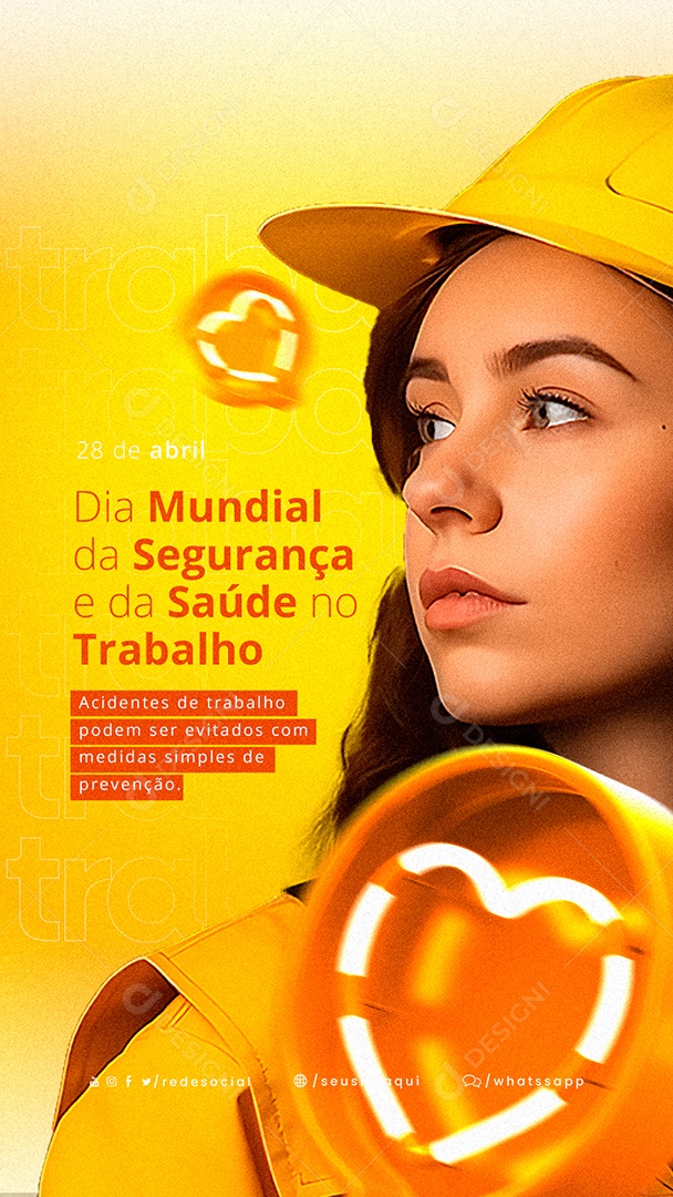 Story Acidentes De Trabalho Pode Ser Evitados Dia Mundial Da Segurança E Saúde No Trabalho Social Media PSD Editável