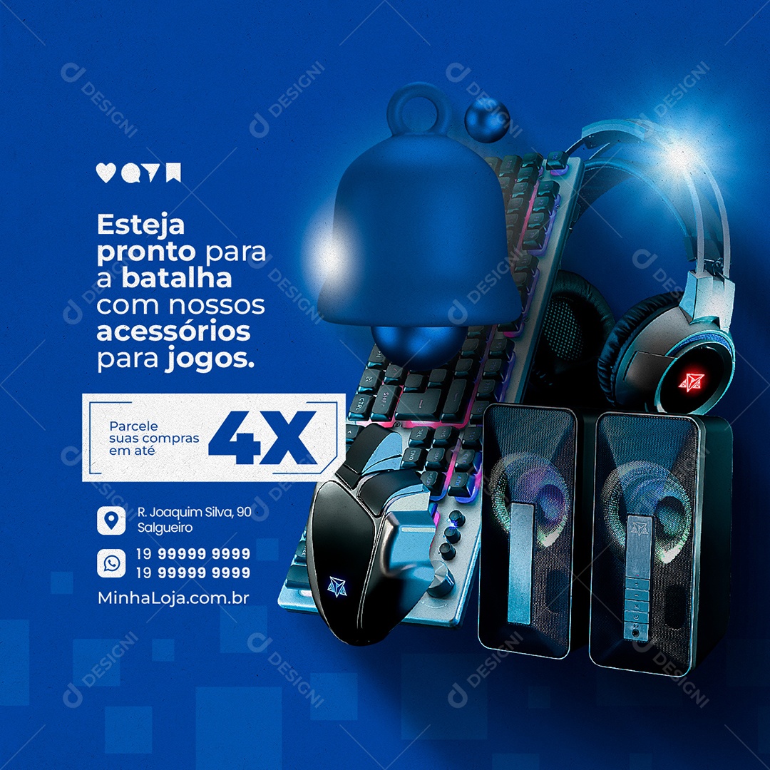 Esteja Pronto Para A Batalha Com Nossos Acessórios Para Jogos Informática Social Media PSD Editável