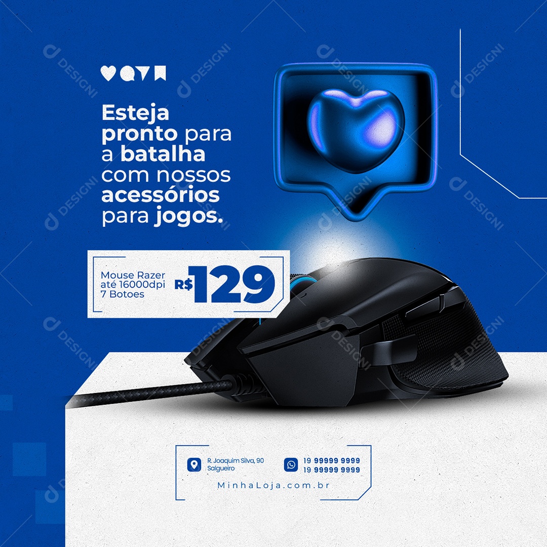 Esteja Pronto Para A Batalha Com Nossos Acessórios Para Jogos 129,00 Informática Social Media PSD Editável